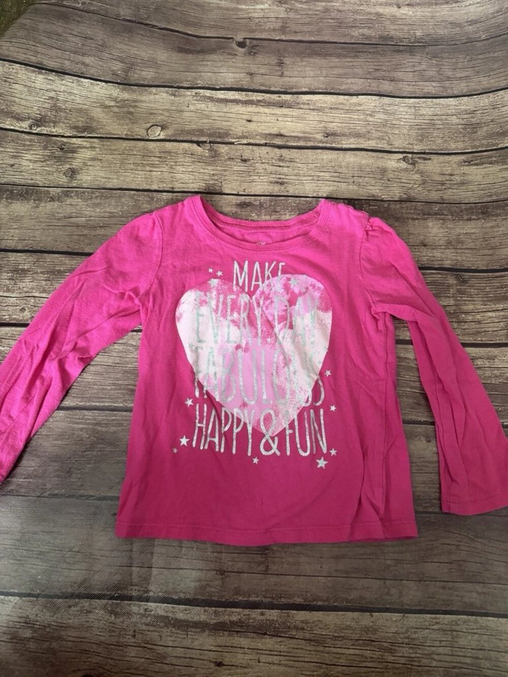 Toddler Girl’s The Children’s Place Make Everyday Fabulous LS Pink Shirt 4T